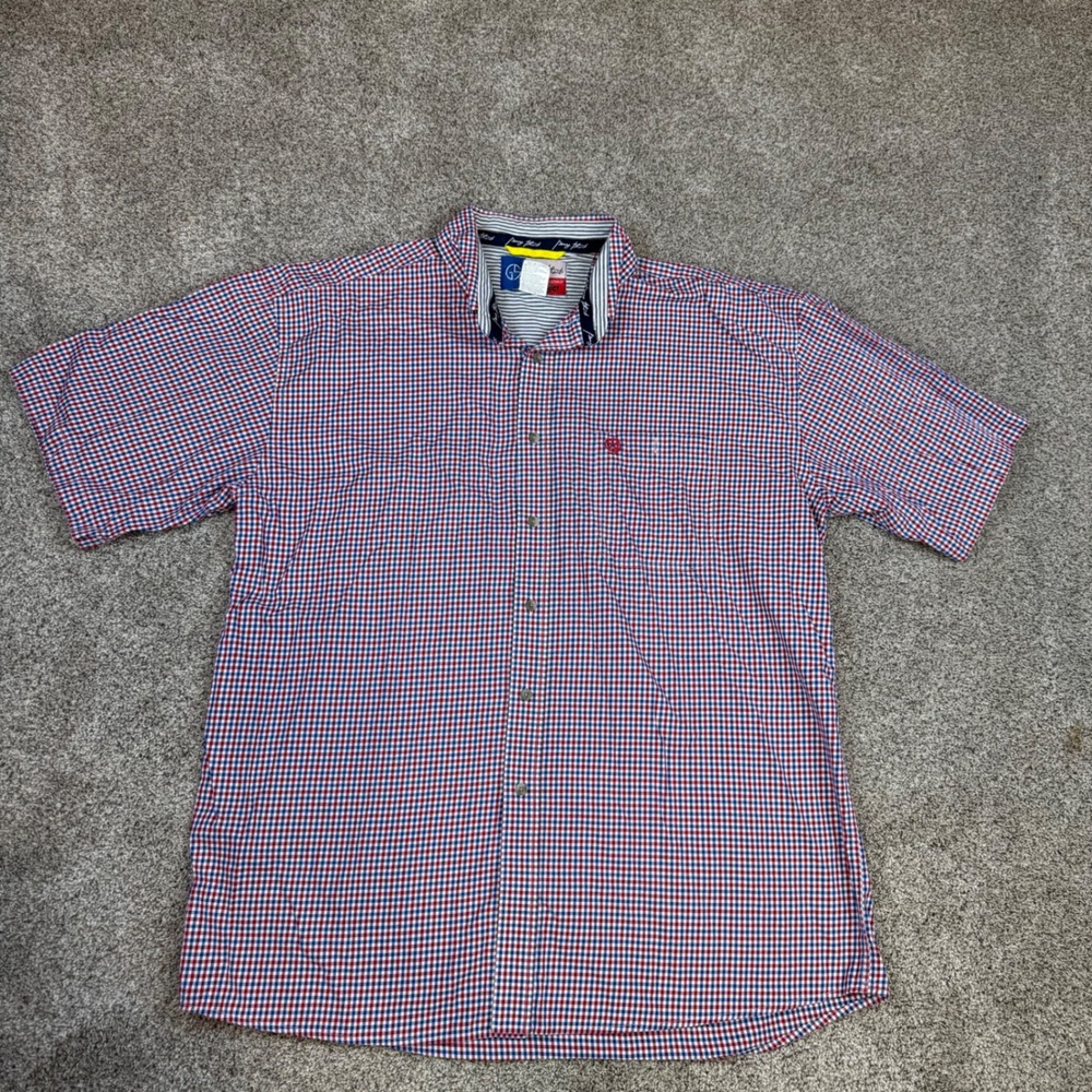 Wrangler George Strait Cowboy Cut Shirt XXL Red Gingham Short Sleeve MGS438M